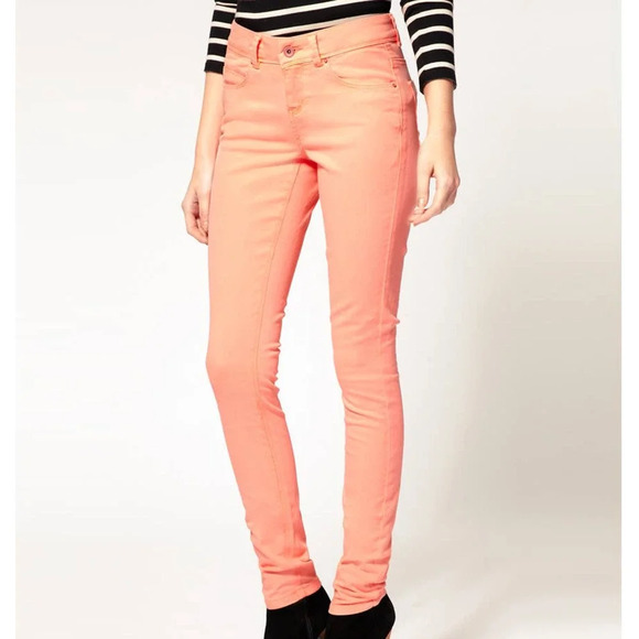 ASOS | Coral High Waisted Straight Leg Skinny 30 - Picture 1 of 7